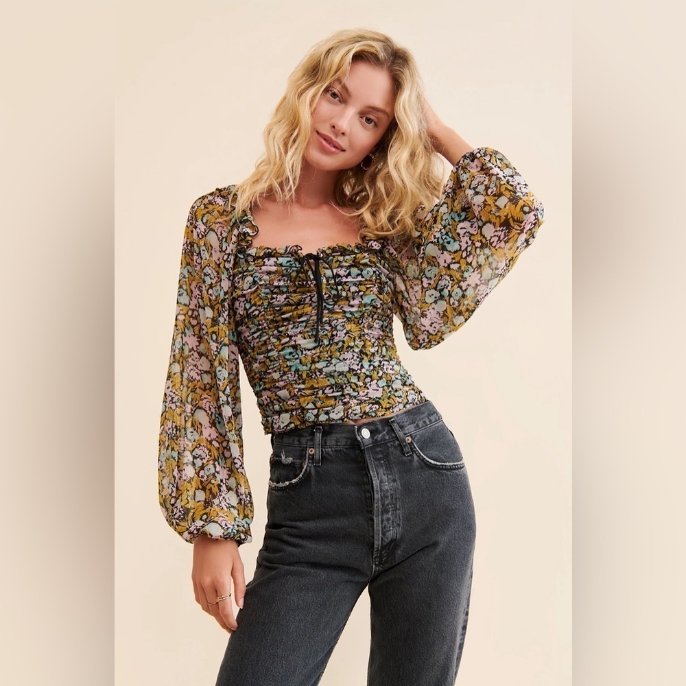 Free People Mabel Printed Blouse, Size XS